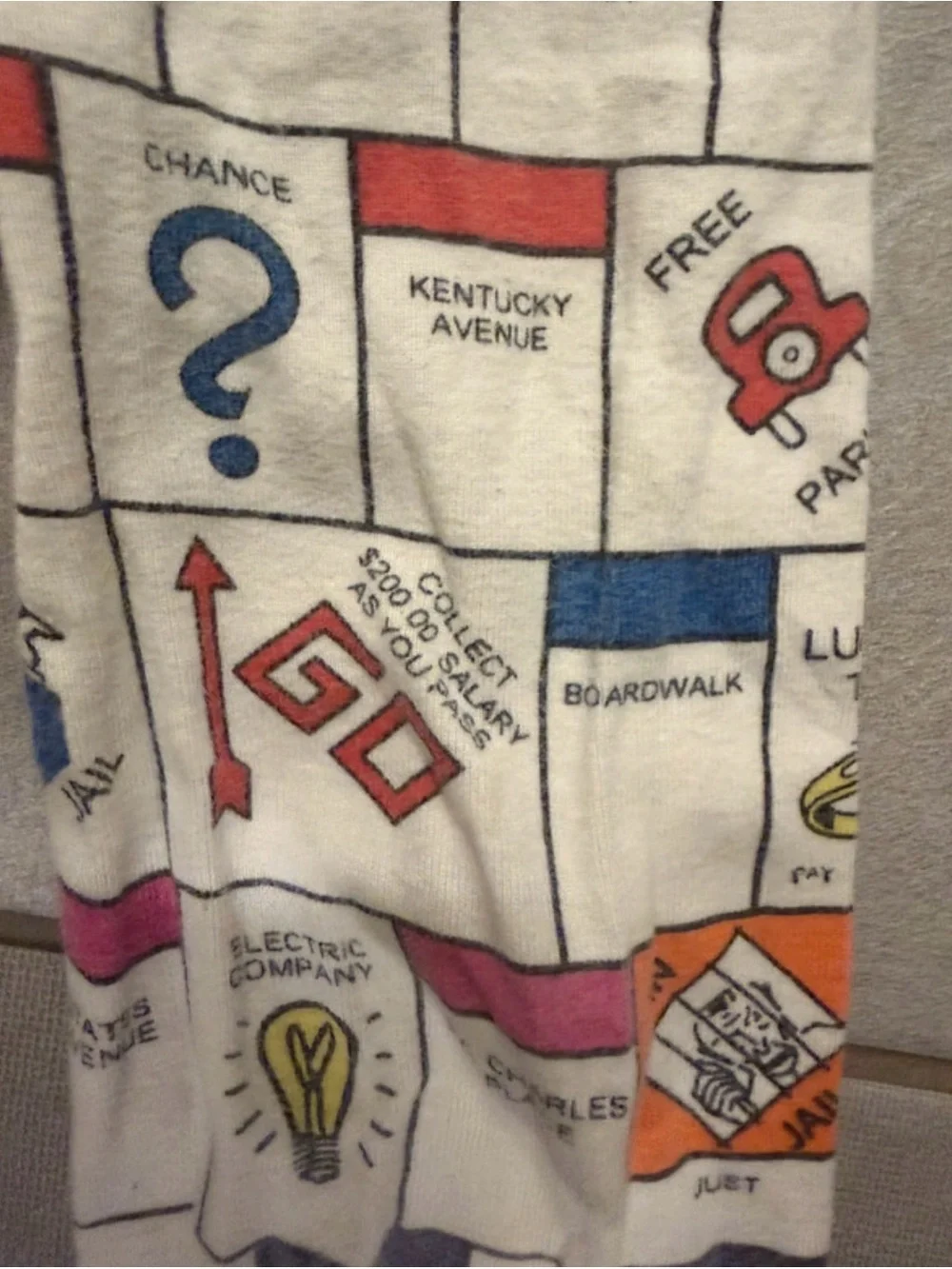 BabyGap size 4T hasbro monopoly 2 piece pajamas cream